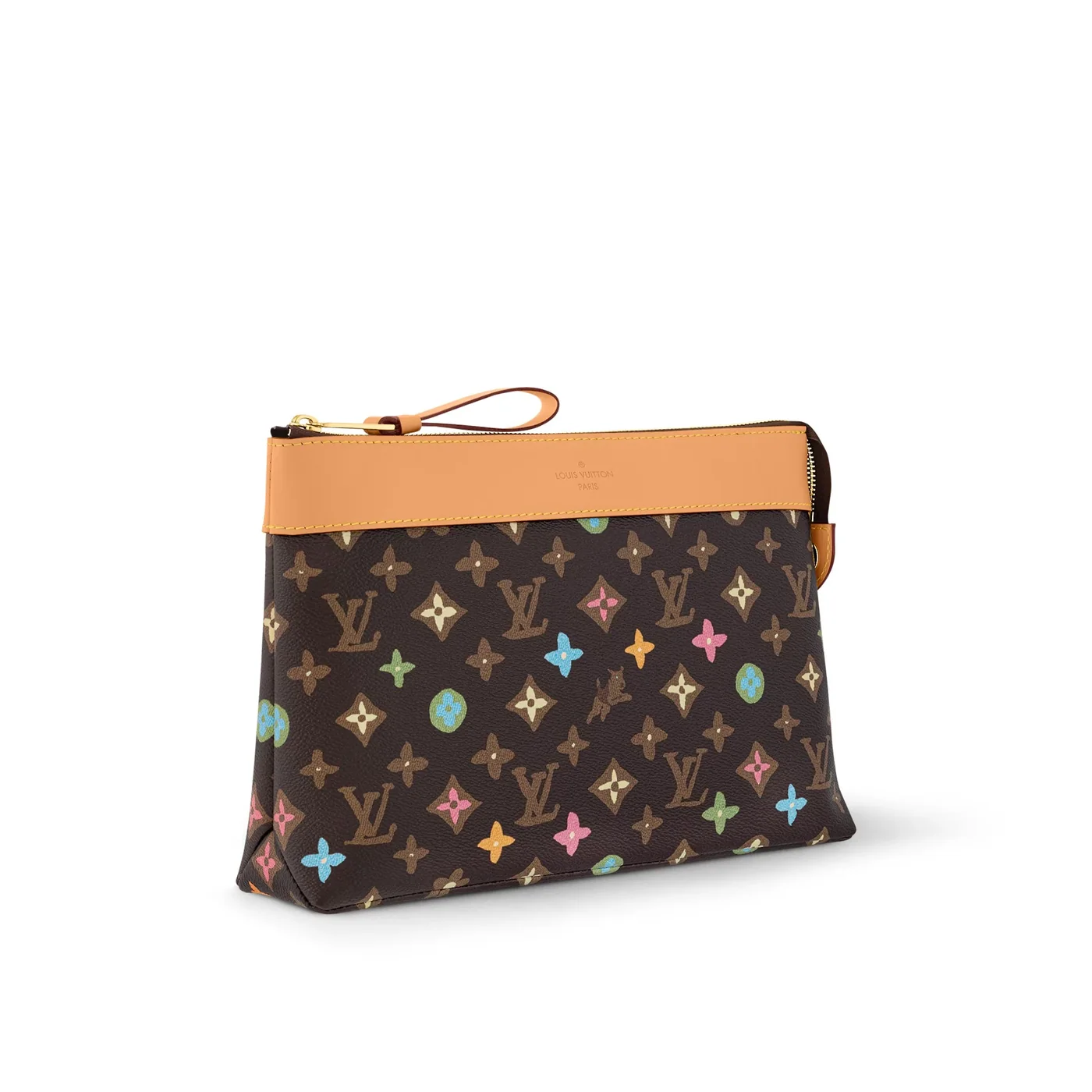 Louis Vuitton Pochette Voyage Souple Pouch / Brown Monogram Craggy Gold Hardware