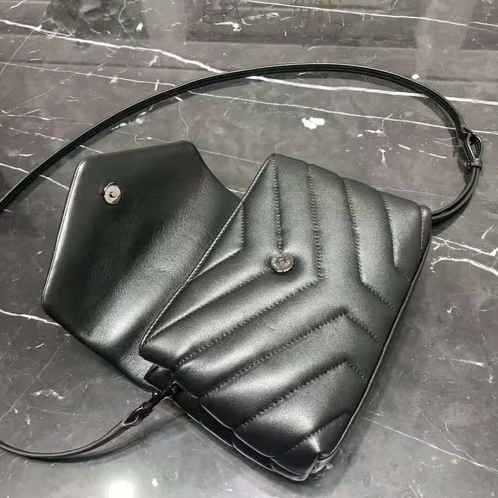 Saint Laurent YSL Loulou Toy Strap Bag in Quilted “Y” Leather for Women in Black