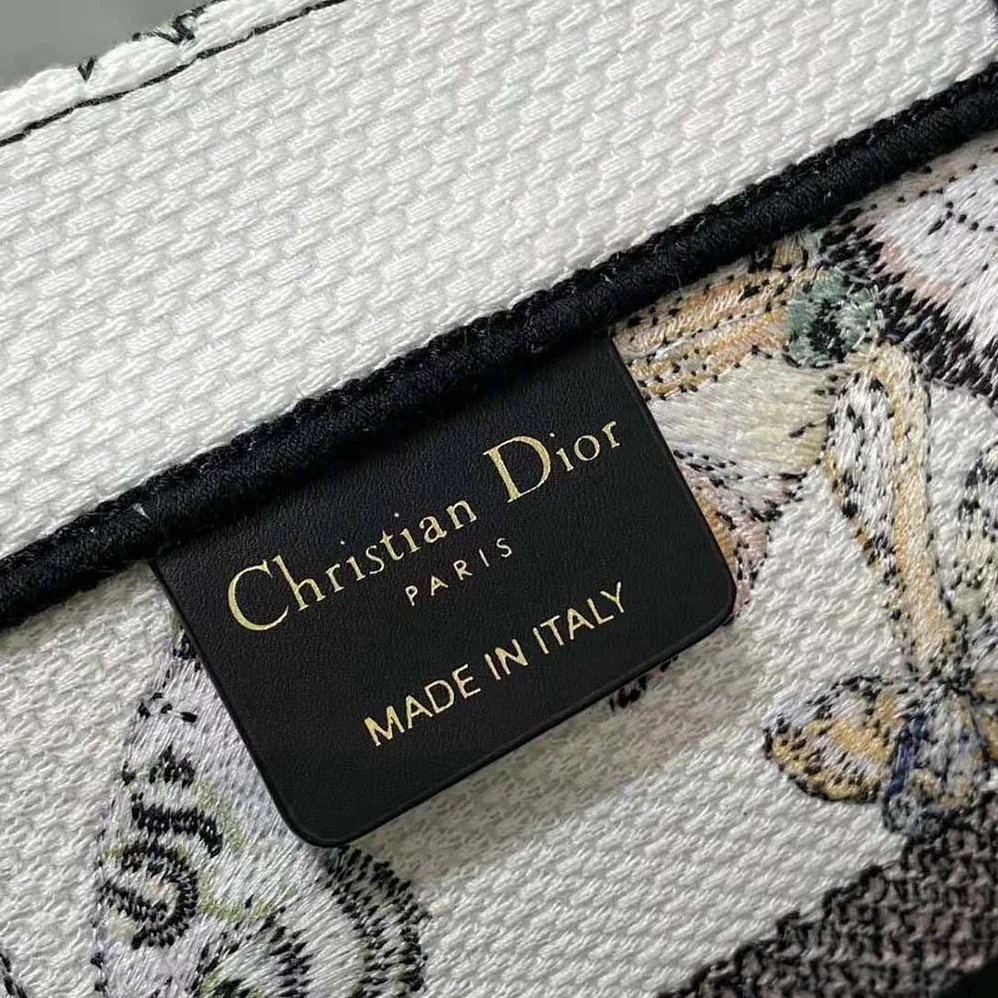 Dior Medium Dior Book Tote White Multicolor Toile de Jouy Mexico Embroidery for Women