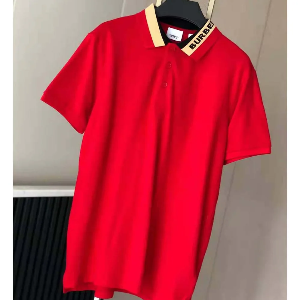 Burberry Logo Detail Cotton Pique Polo Shirt for Men in Red