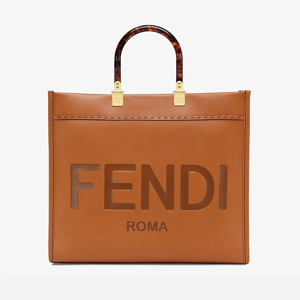 Fendi Sunshine Medium Leather Shopper for Women in Brown Fendi Sunshine Medium Leather Shopper for Women in Brown