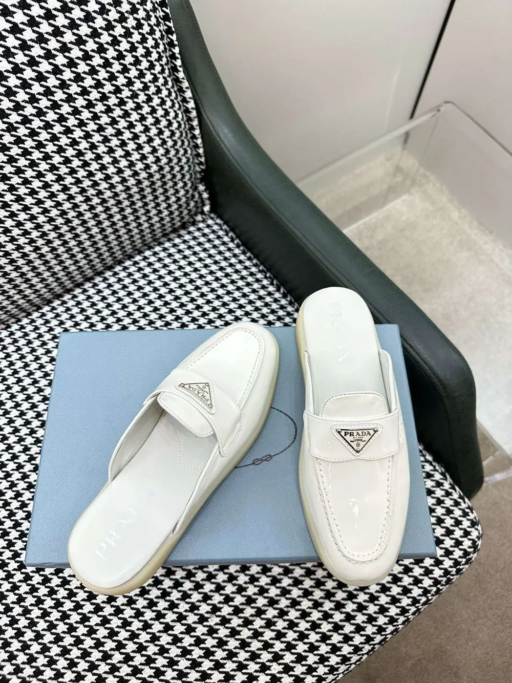 Prada Brushed Sabots White Prada Brushed Sabots White