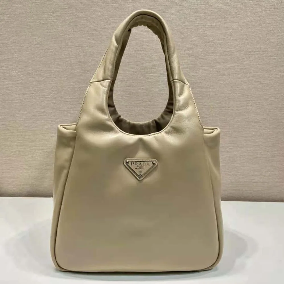 Prada Medium Padded Prada Soft Nappa Leather Bag for Women in Beige