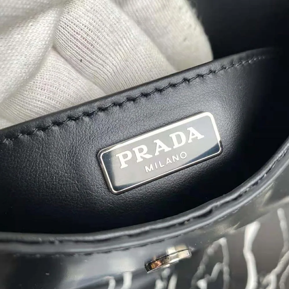 Prada Cleo Brushed Leather Dhoulder Bag with Flap for Women in Black Prada Cleo Brushed Leather Dhoulder Bag with Flap for Women in Black
