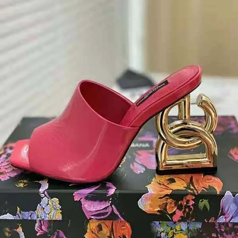 Dolce Gabbana D&G Patent Leather Mules with DG Pop Heel for Women Dolce Gabbana D&G Patent Leather Mules with DG Pop Heel for Women