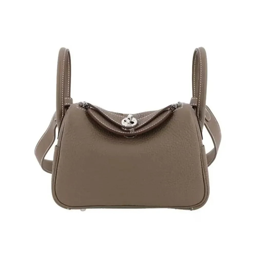 Hermes Lindy Mini 19 in Clemence Leather for Women in Etoupe/Silver