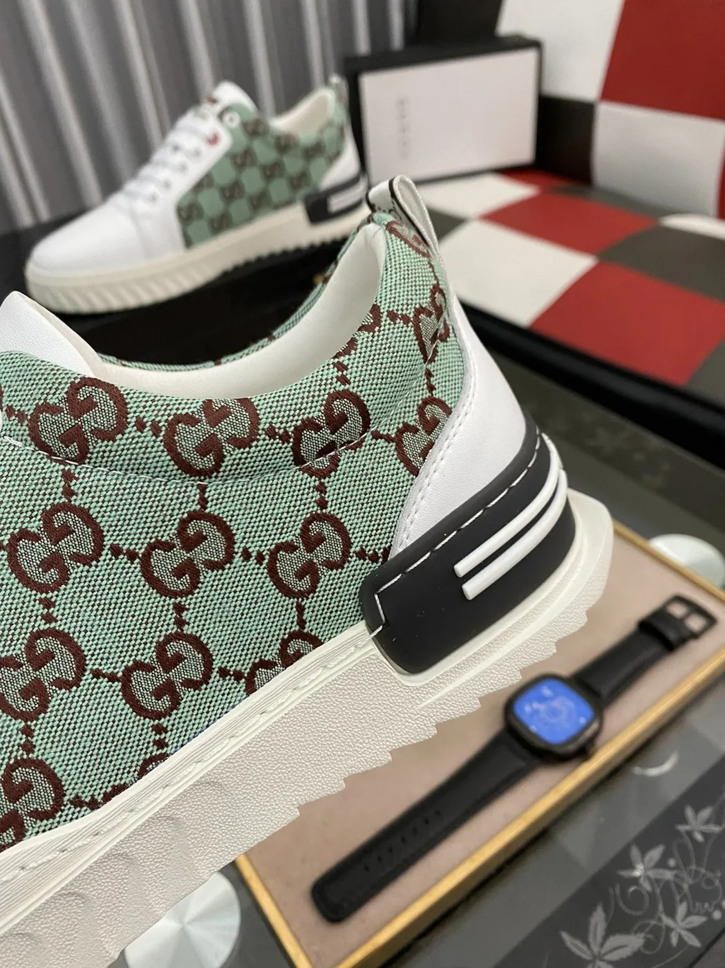 Gucci GG Ace Sneaker Green And White for Men Gucci GG Ace Sneaker Green And White for Men