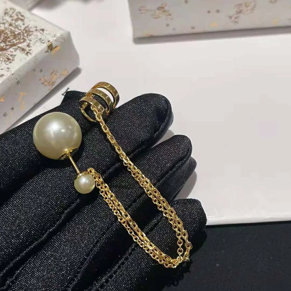 Dior Tribales Earring Gold-Finish Metal and White Resin Pearls for Women Dior Tribales Earring Gold-Finish Metal and White Resin Pearls for Women