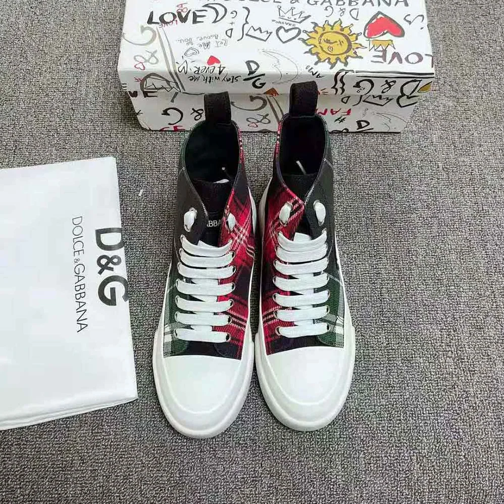 Dolce Gabbana D&G Two-Tone Tartan Portofino Light Mid for Unisex in Top Sneakers