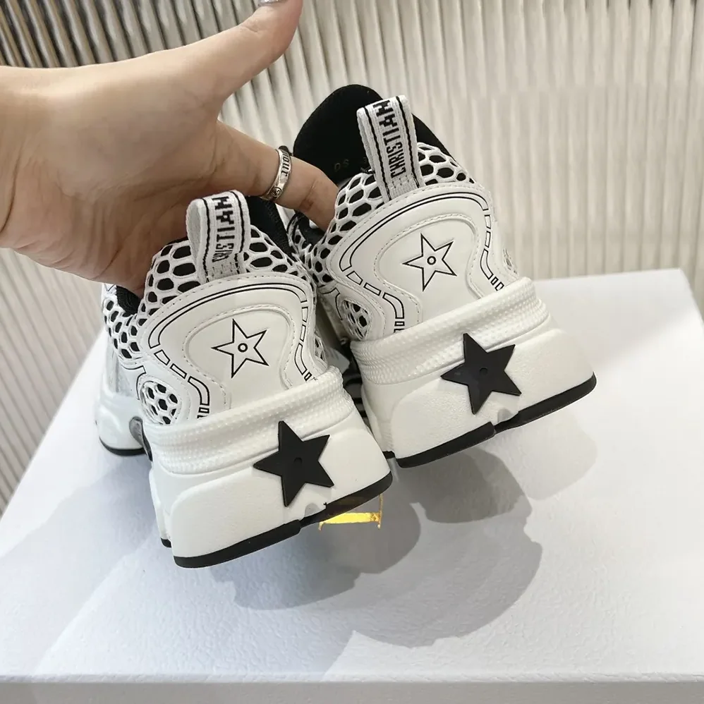 Dior Vibe Sneaker White Mesh Printed with Dior Oblique Motif for Women