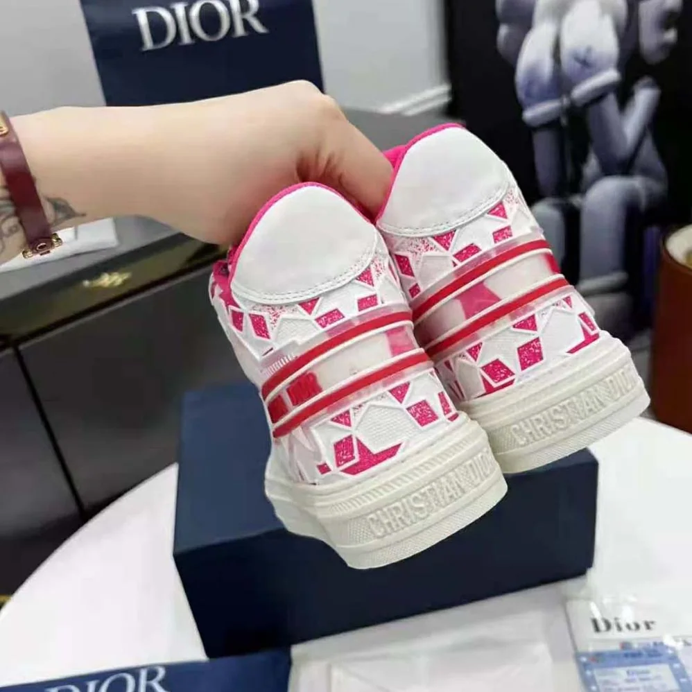 Dior Walk N Dior Star Sneaker Bright Pink and White Calfskin and Technical Fabric for Unisex