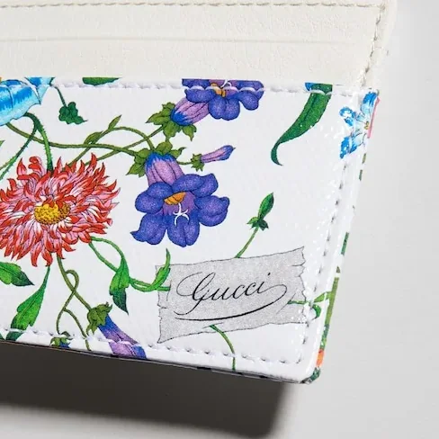 Gucci Flora Motif Card Case / White in Multicolor Palladium Hardware