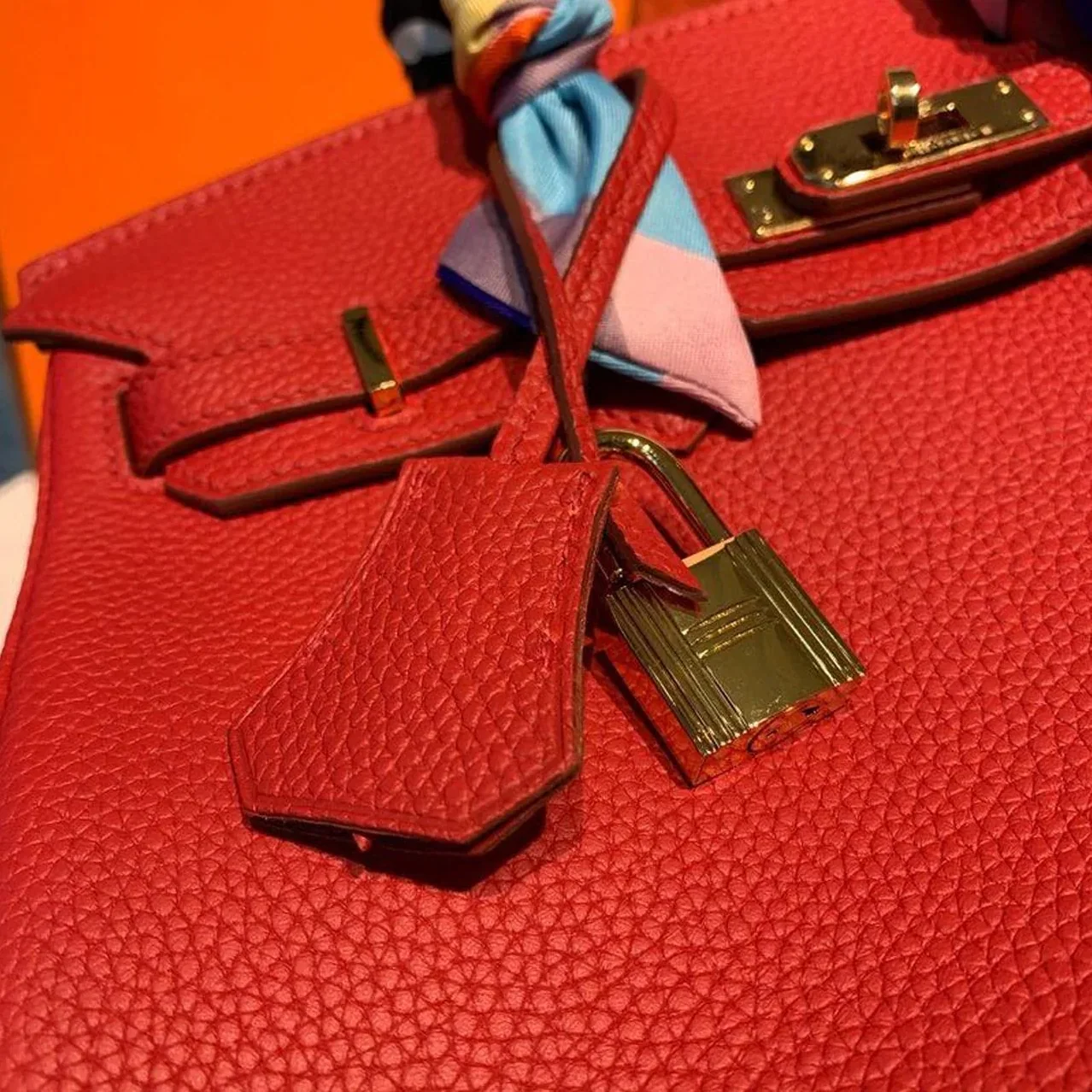 Hermes Birkin Red Semi Handstitched With Gold Toned Hardware / Hermes Birkin Red Semi Handstitched With Gold Toned Hardware /