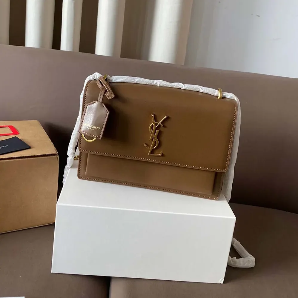 Saint Laurent YSL Sunset Medium in Smooth Leather for Women in Brown