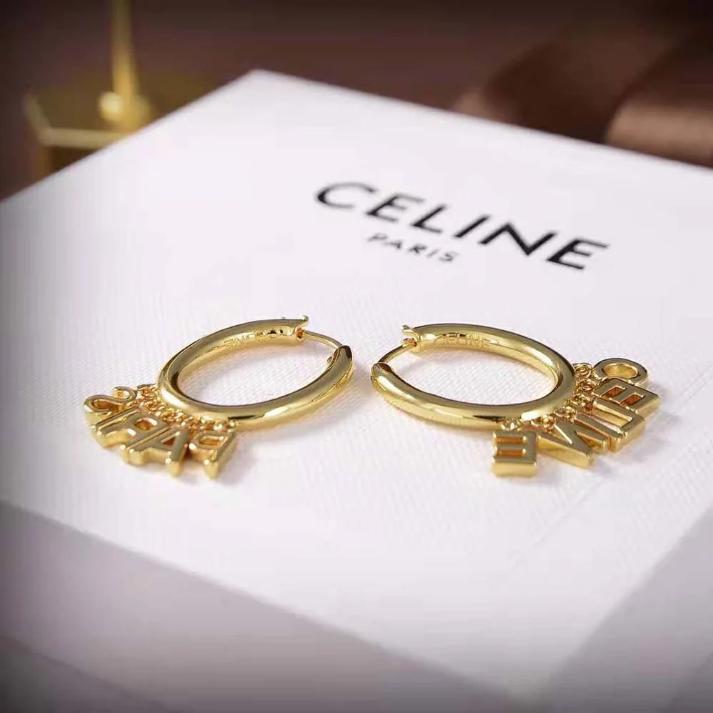 Celine Paris Hoops in Brass with Gold Finish for Women Celine Paris Hoops in Brass with Gold Finish for Women