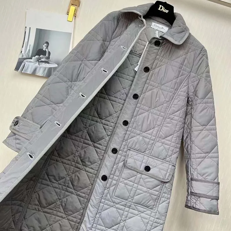 Dior CD Macrocannage Peacoat Gray Quilted Reflective Technical Taffeta for Women Dior CD Macrocannage Peacoat Gray Quilted Reflective Technical Taffeta for Women