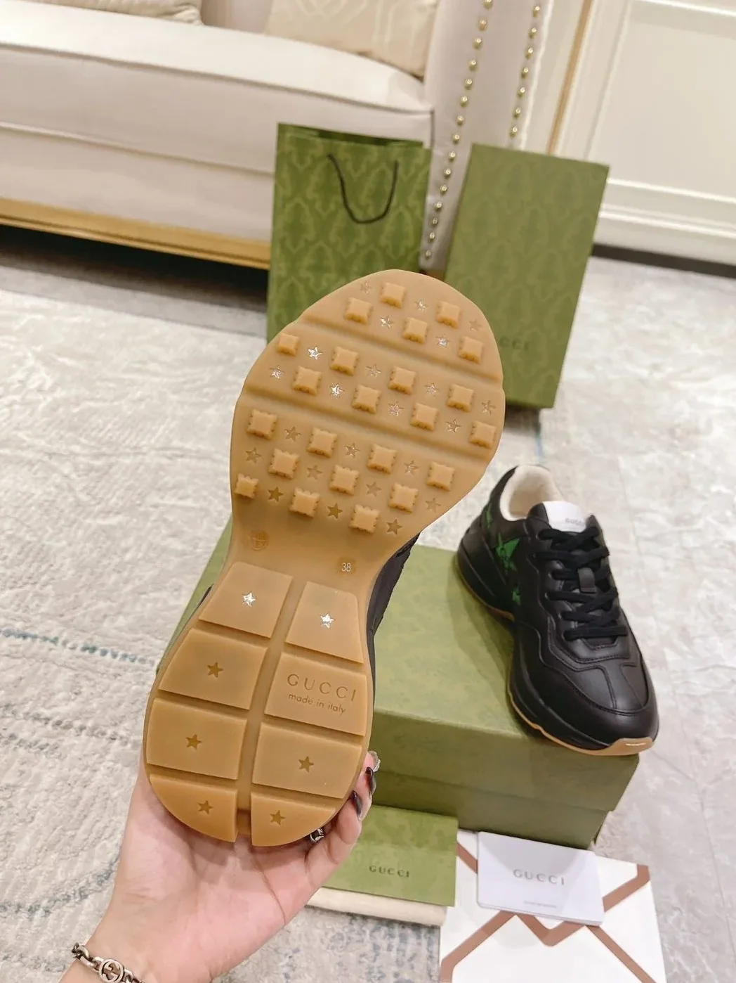 Gucci Rhyton Sneaker With Stars Black
