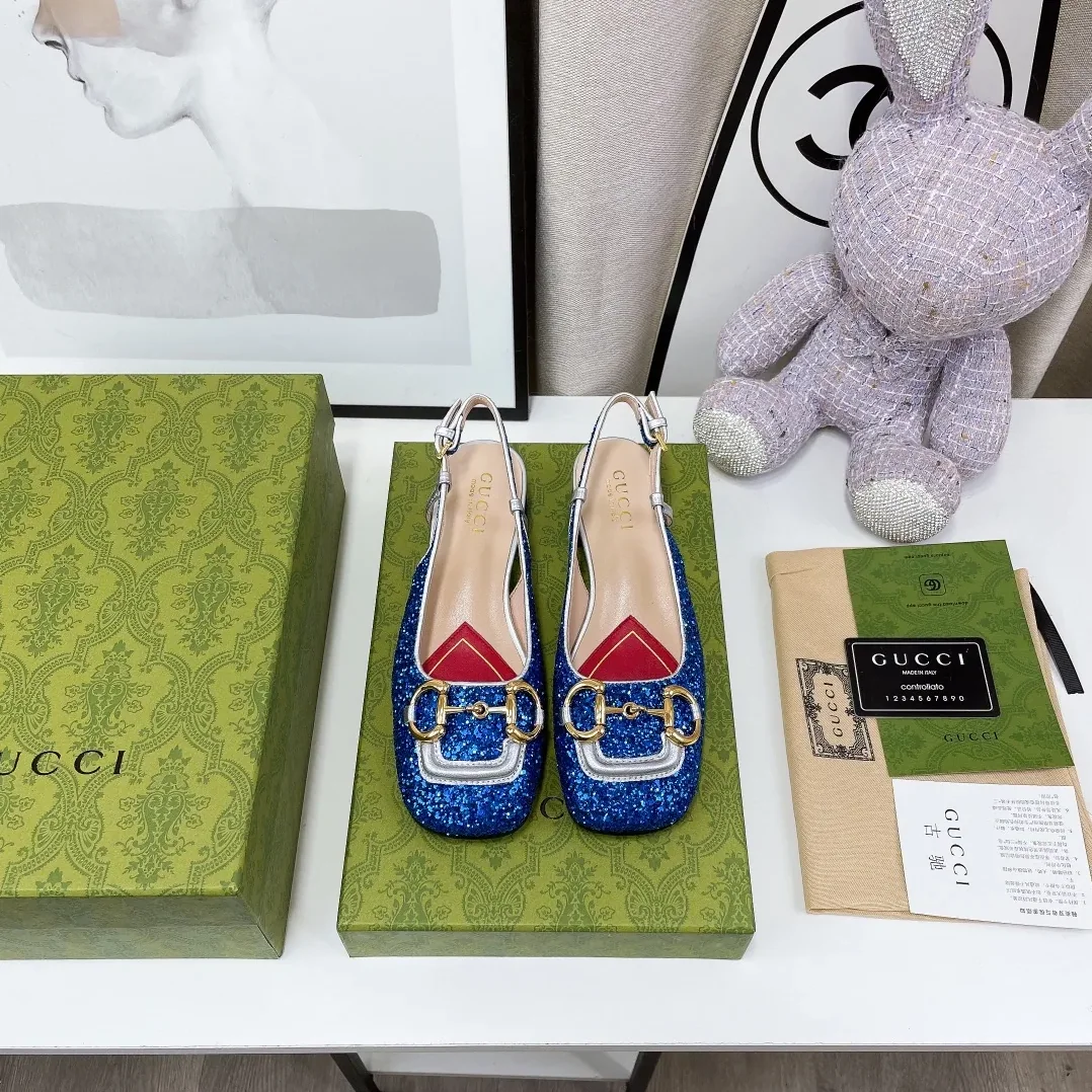Gucci Lovelight Slingback With Horsebit Blue Gucci Lovelight Slingback With Horsebit Blue