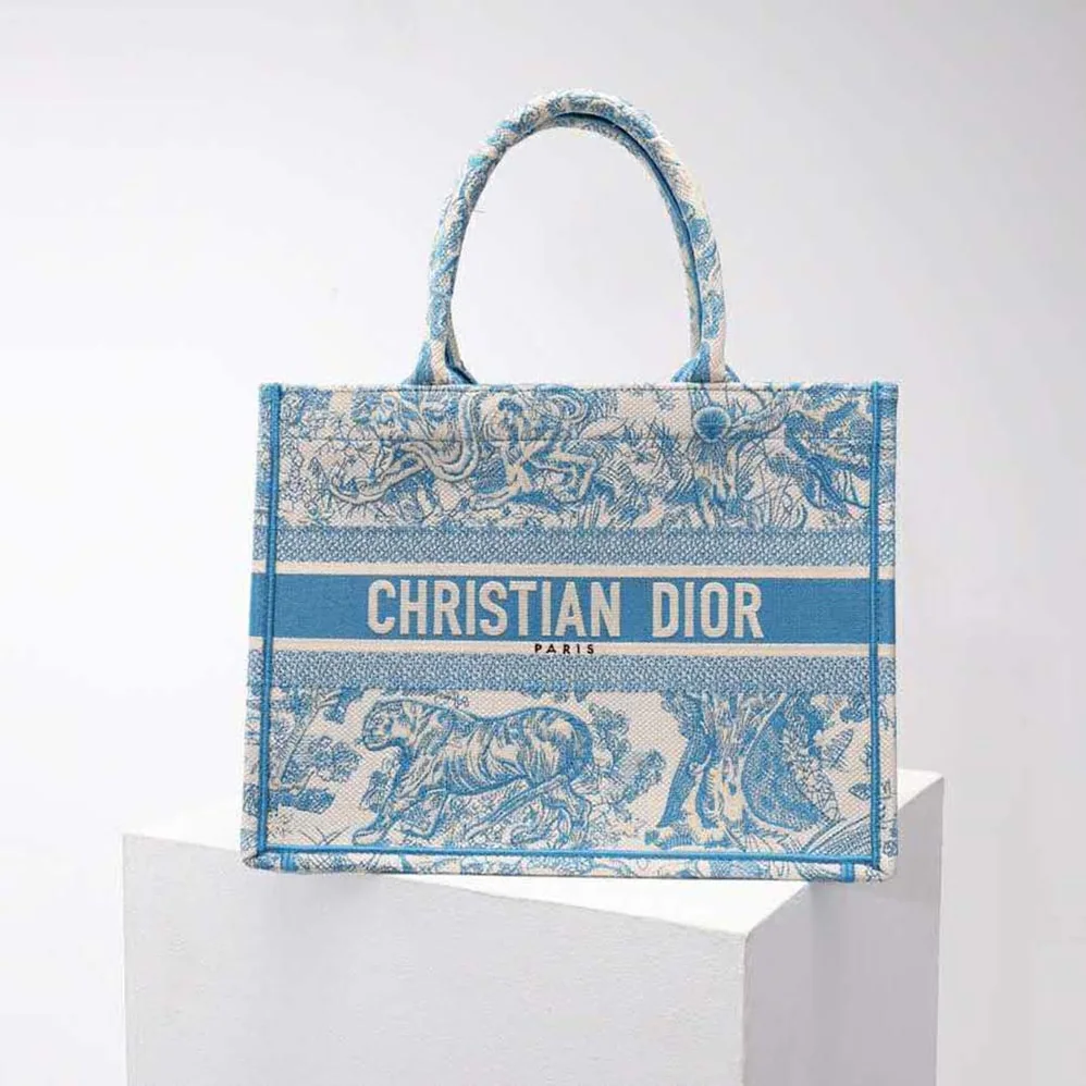 Dior Small Dior Book Tote Cornflower Blue Toile de Jouy Embroidery for Women Dior Small Dior Book Tote Cornflower Blue Toile de Jouy Embroidery for Women