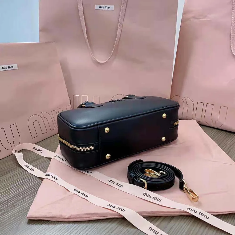 Miu Miu Arcadie Leather Bag for Women in Black Miu Miu Arcadie Leather Bag for Women in Black