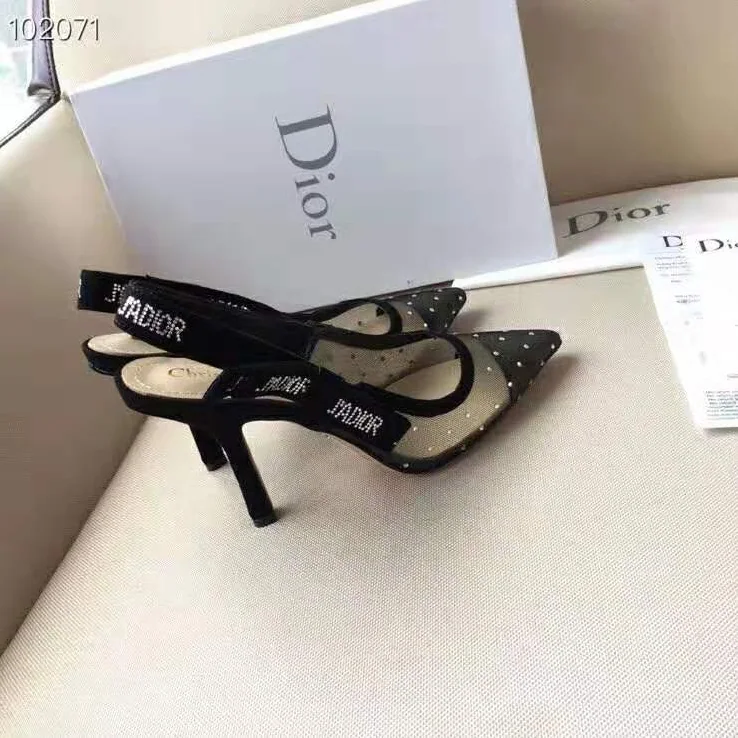 Dior J'adior Slingback Gold-Tone Dotted Swiss 10 cm Heel for Women in Black Dior J'adior Slingback Gold-Tone Dotted Swiss 10 cm Heel for Women in Black