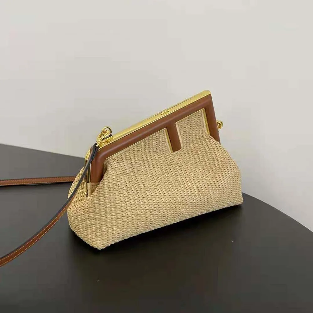 Fendi Fendi First Small Natural Straw Bag for Women