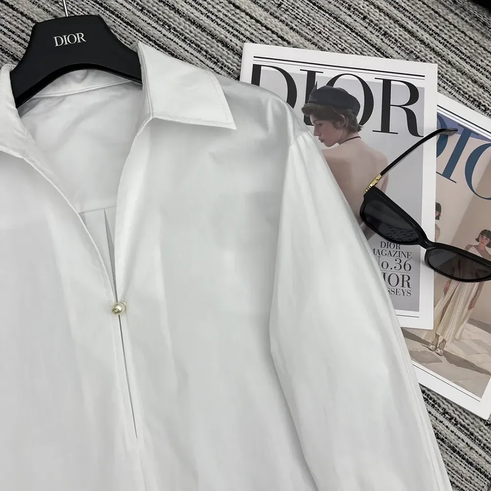 Dior Blouse White Cotton Poplin for Women Dior Blouse White Cotton Poplin for Women