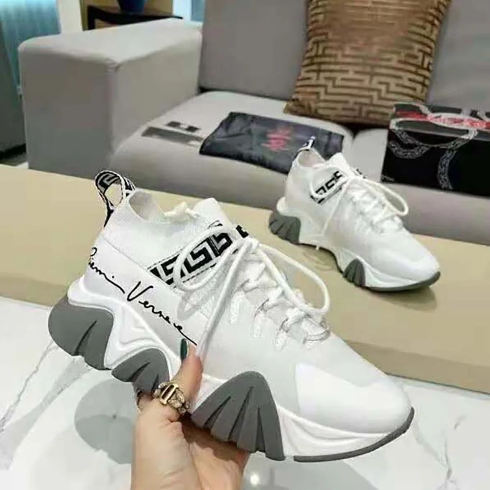 Versace Squalo Knit Sneakers for Women in White