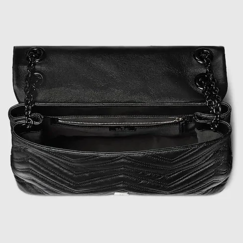 Gucci Marmont Medium Shoulder Bag in Black Tonal Enameled Hardware