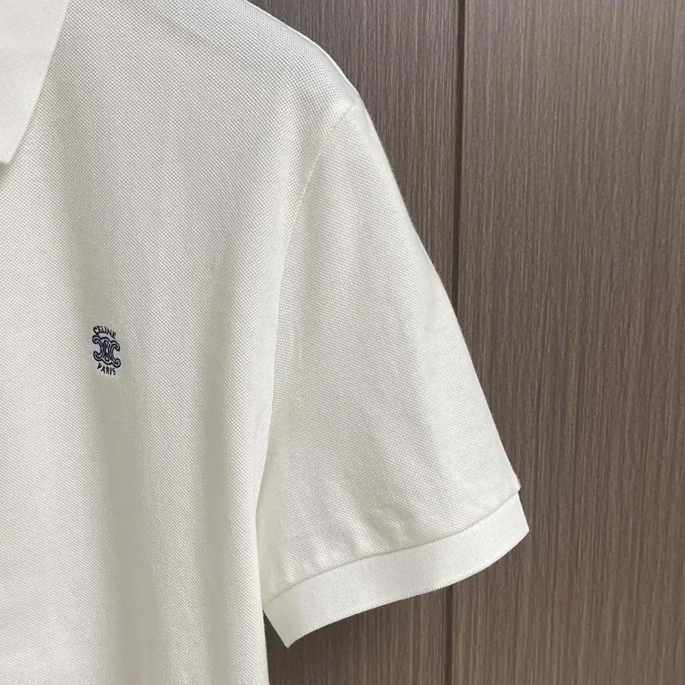 Celine Polo Shirt in Pique Cotton Jersey for Men in White