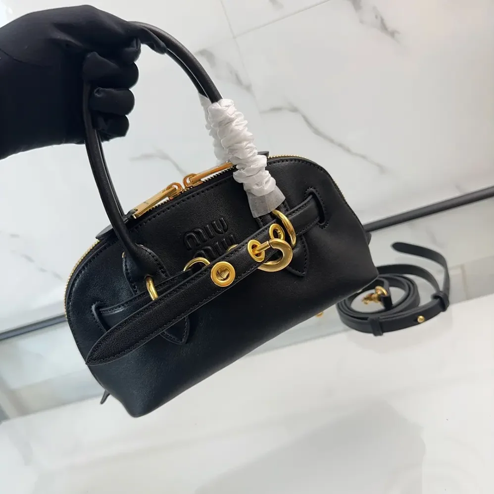 Miu Miu Aventure Nappa Leather Top-handle Bag for Women in Black Miu Miu Aventure Nappa Leather Top-handle Bag for Women in Black
