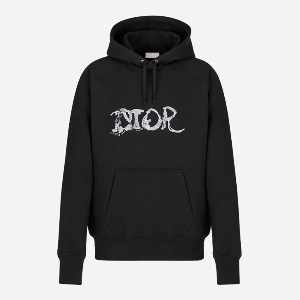 Dior Peter Doig Hooded Sweatshirt Black Cotton Fleece for Men
