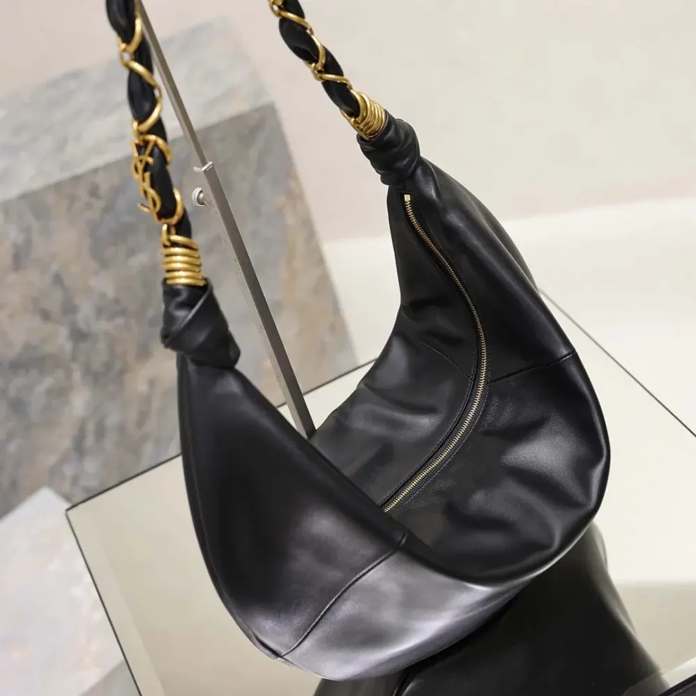 Saint Laurent YSL Amalia Small Hobo In Lambskin for Women in Black