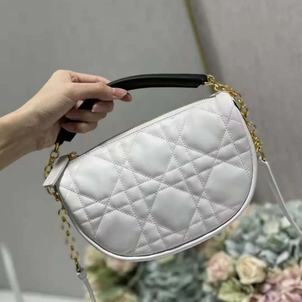Dior Small Dior Vibe Hobo Bag White Cannage Lambskin for Women