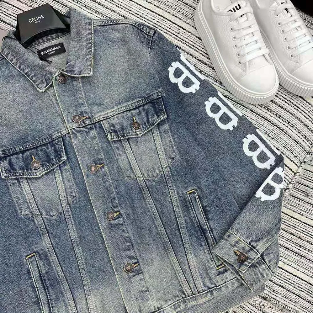 Balenciaga Crypto Large Fit Jacket in Light Blue for Men Balenciaga Crypto Large Fit Jacket in Light Blue for Men