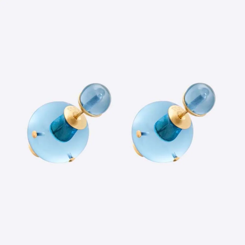 Dior Tribales Earrings Gold-Finish Metal and Light Blue Transparent Resin Pearls for Women Dior Tribales Earrings Gold-Finish Metal and Light Blue Transparent Resin Pearls for Women