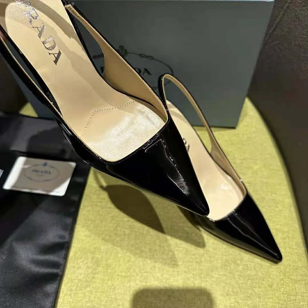 Prada Patent Leather Slingbacks for Women in Black