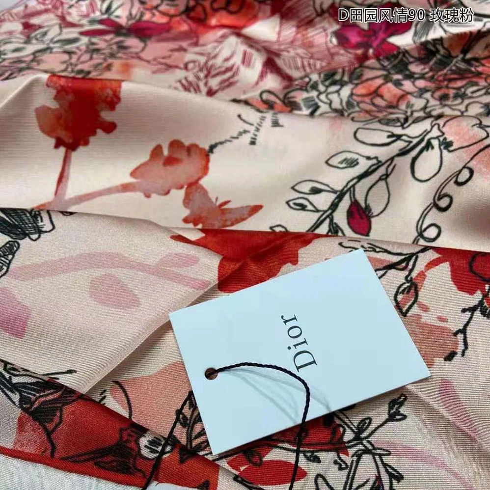 Dior Jardin Magique 70 Square Scarf Rose Des Vents Silk Twill for Women