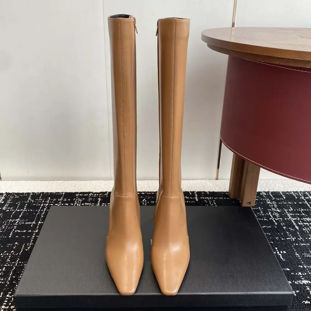 Saint Laurent YSL Francoise Boots In Smooth Leather for Women in Brown