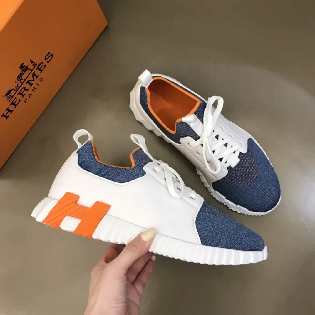 Hermes Depart Sneaker White in Blue Hermes Depart Sneaker White in Blue
