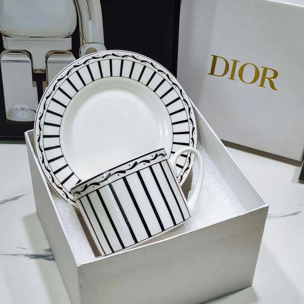 Dior Teacup Saucer White and Black Monsieur Dior for Unisex Dior Teacup Saucer White and Black Monsieur Dior for Unisex