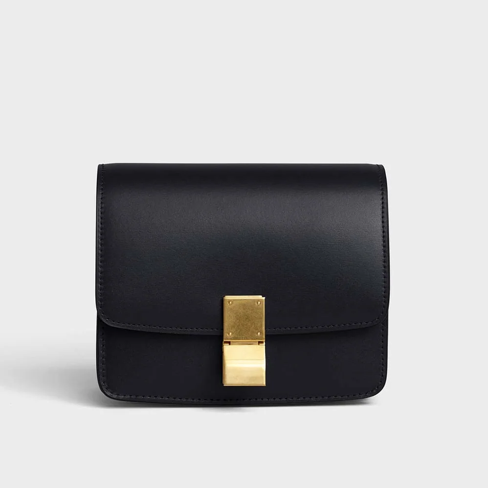Celine Small Classic Bag in Box Calfskin Leather for Women in Black