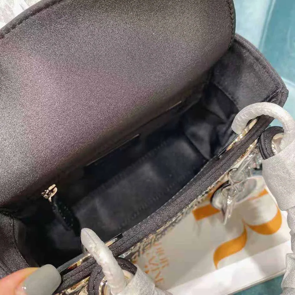 Dior Mini Lady Dior Bag Black Strass Cannage Satin for Women Dior Mini Lady Dior Bag Black Strass Cannage Satin for Women