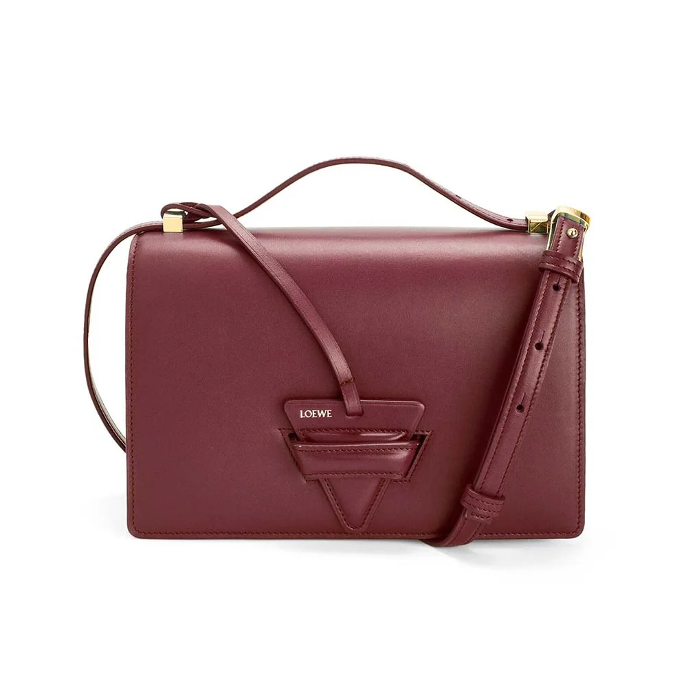 Loewe Barcelona Bag in Silk Calfskin for Women in Maroon Loewe Barcelona Bag in Silk Calfskin for Women in Maroon