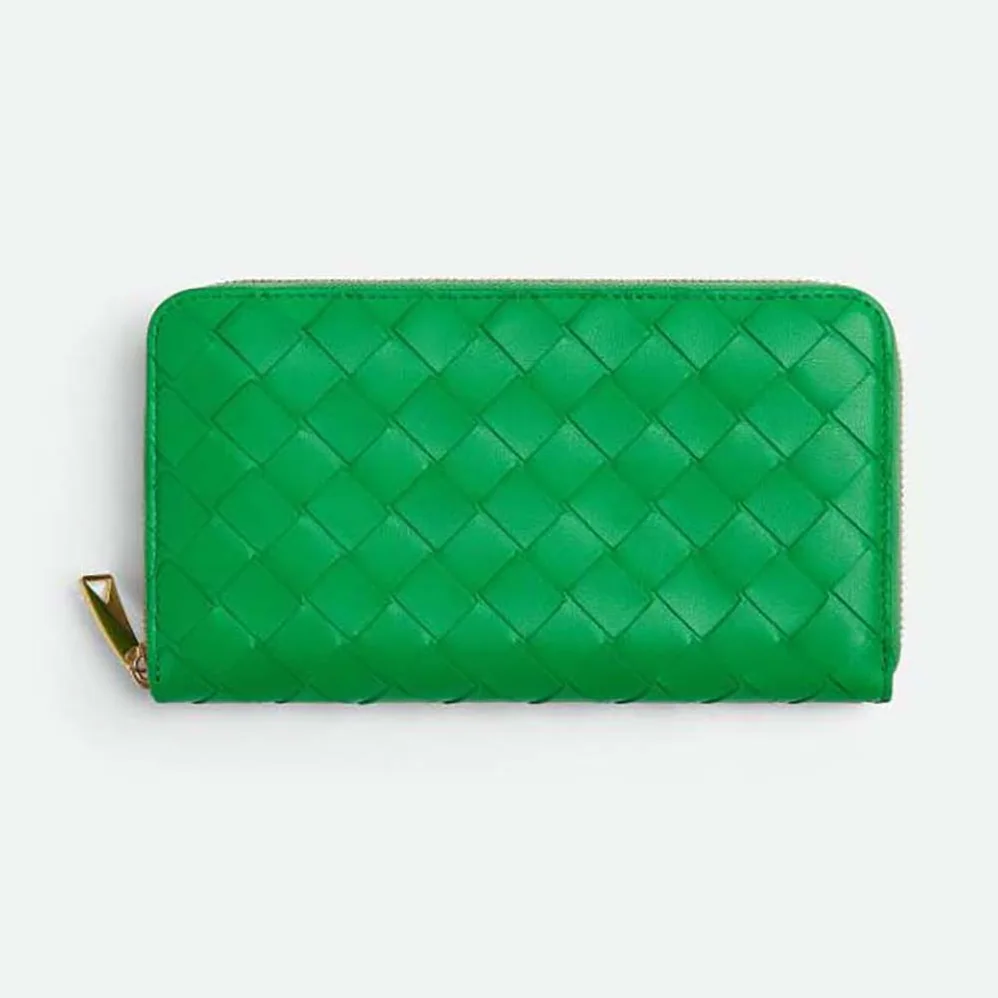 Bottega Veneta Intrecciato Zip Around Wallet for Unisex in Green