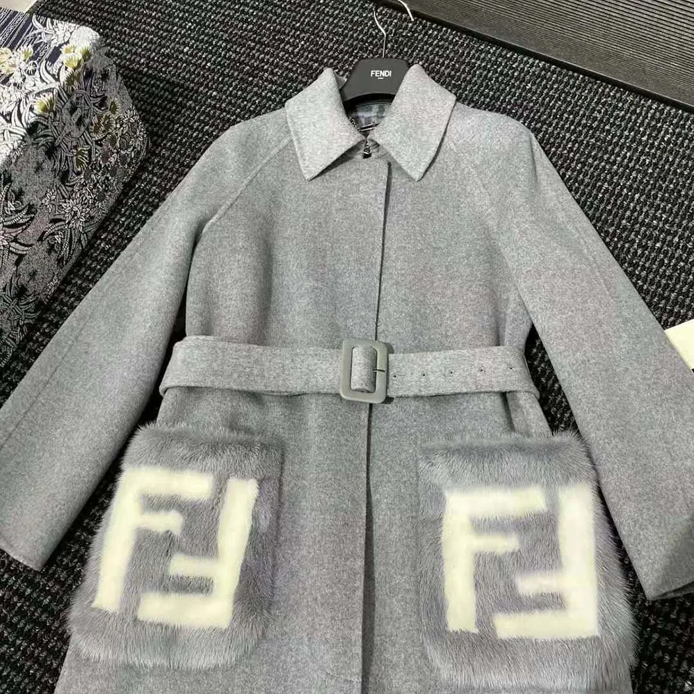 Fendi Coat Gray Wool Overcoat for Women Fendi Coat Gray Wool Overcoat for Women