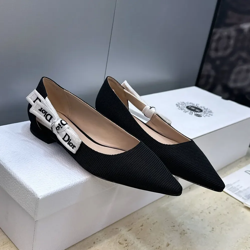 Dior J'Adior Ballet Flat Black Technical Fabric for Women
