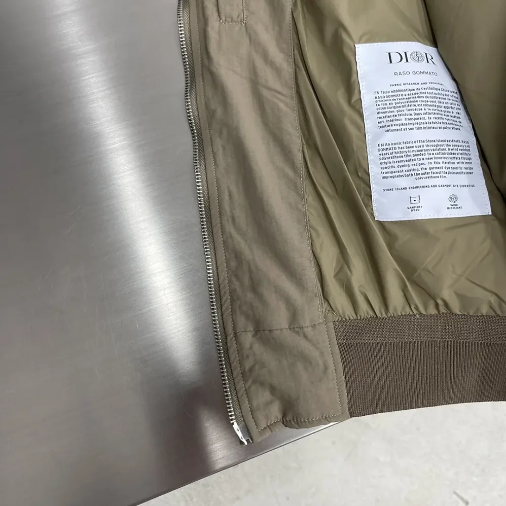 Dior DIOR AND STONE ISLAND Bomber Jacket Brown Habotai Silk Blend for Men Dior DIOR AND STONE ISLAND Bomber Jacket Brown Habotai Silk Blend for Men