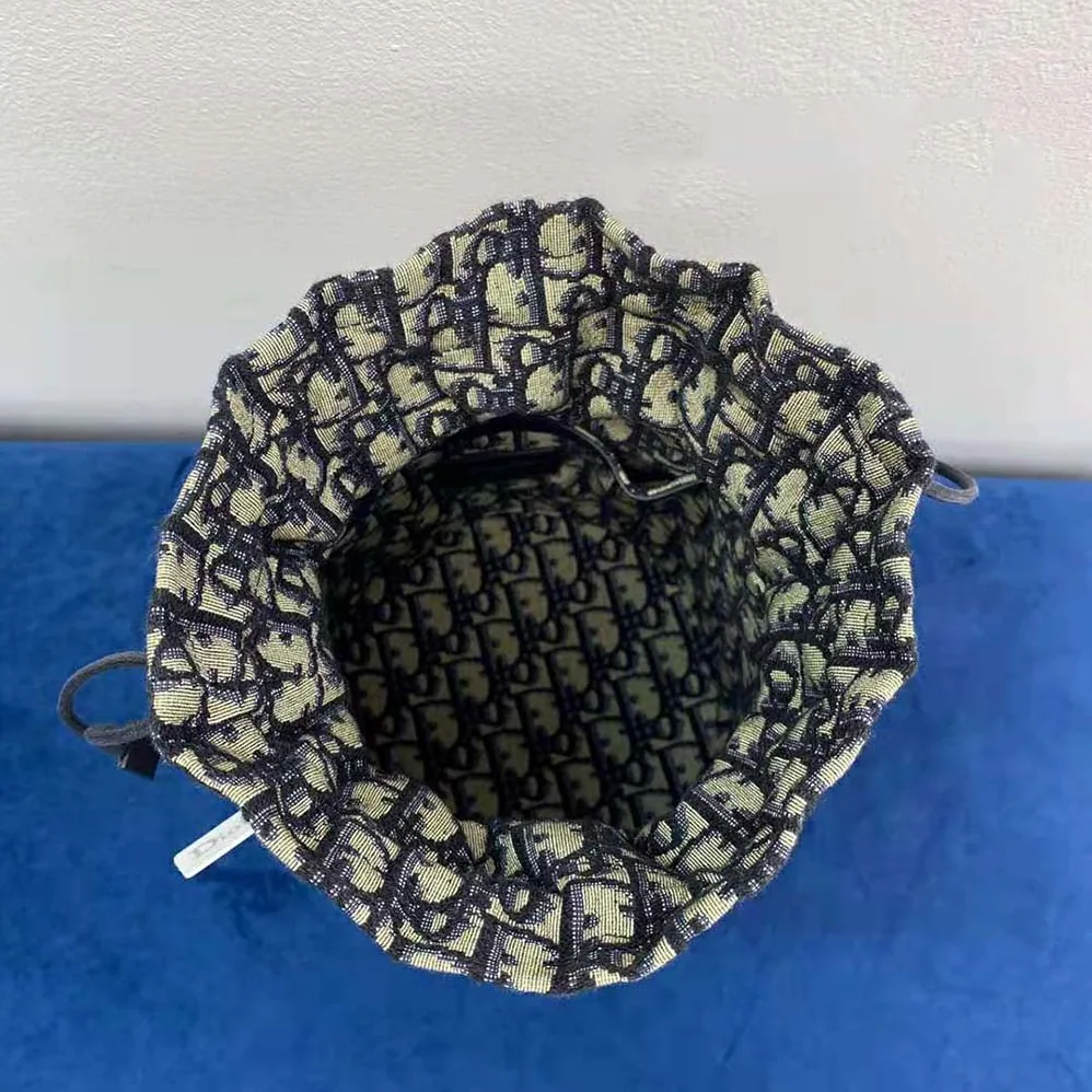Dior Dior Wicker Bucket Bag Blue Dior Oblique Jacquard and Natural Wicker for Women Dior Dior Wicker Bucket Bag Blue Dior Oblique Jacquard and Natural Wicker for Women