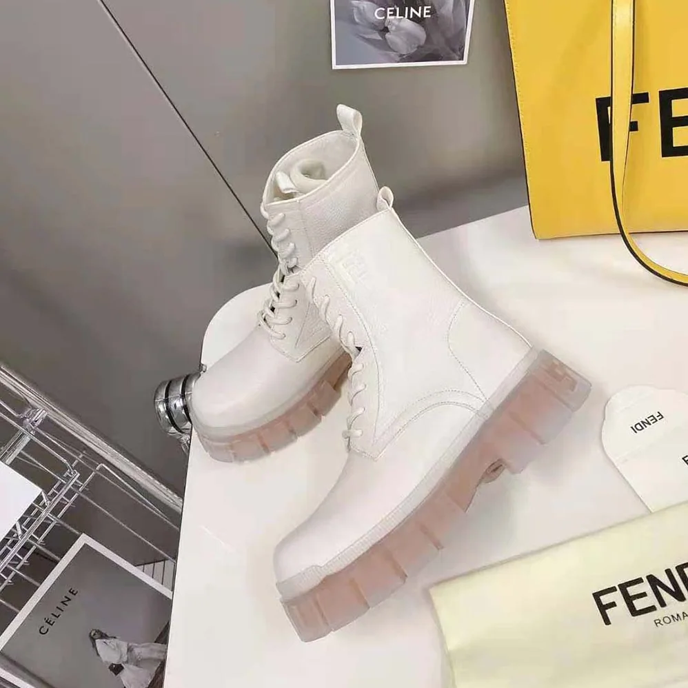 Fendi Force Beige Leather Ankle Boots for Women Fendi Force Beige Leather Ankle Boots for Women